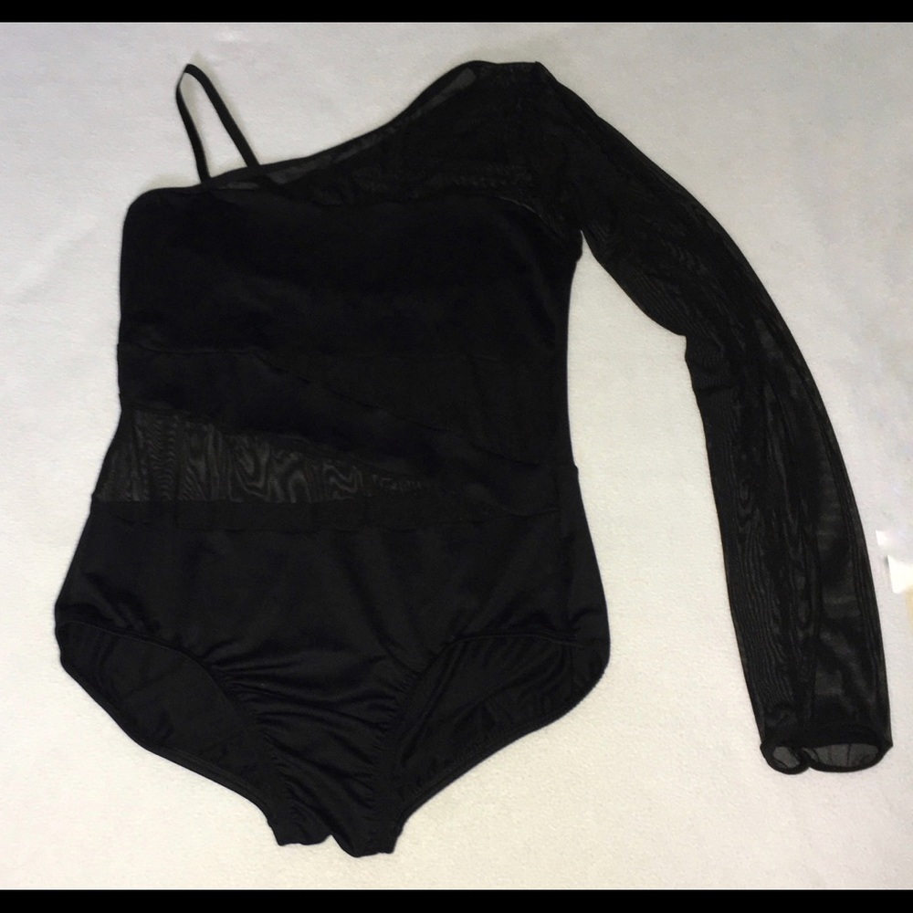 Black mesh leotard with abstract designs!